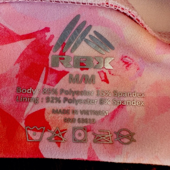 RBX Abstract Floral Print Sports Bra Athletic Exercise CrossFit Fitness Pink M - Picture 4 of 5